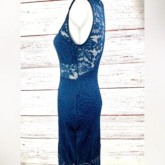 Windsor Navy Lace Bodycon Midi Dress Size M - Picture 4 of 11